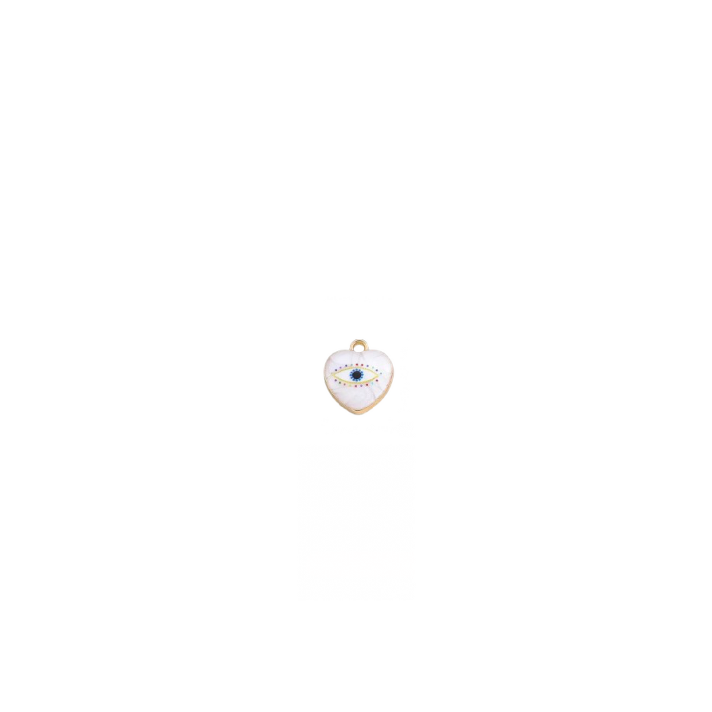 White evil eye heart