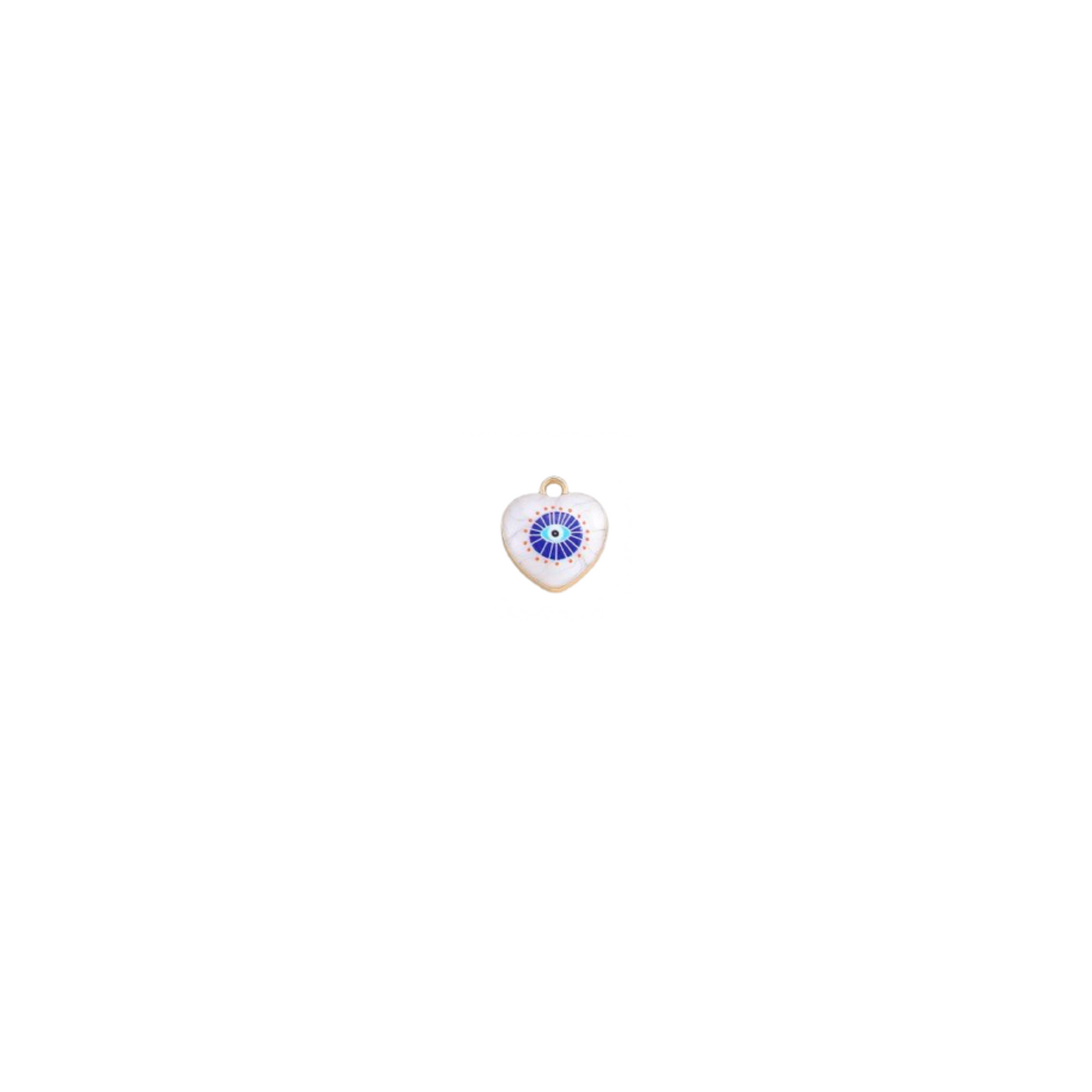 White evil eye heart