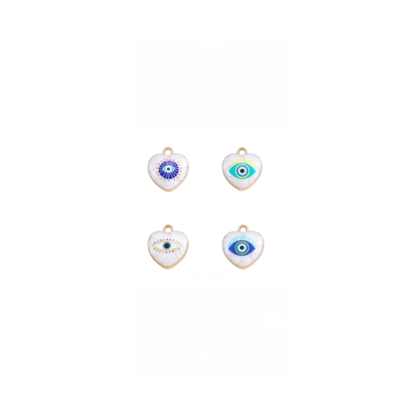 White evil eye heart