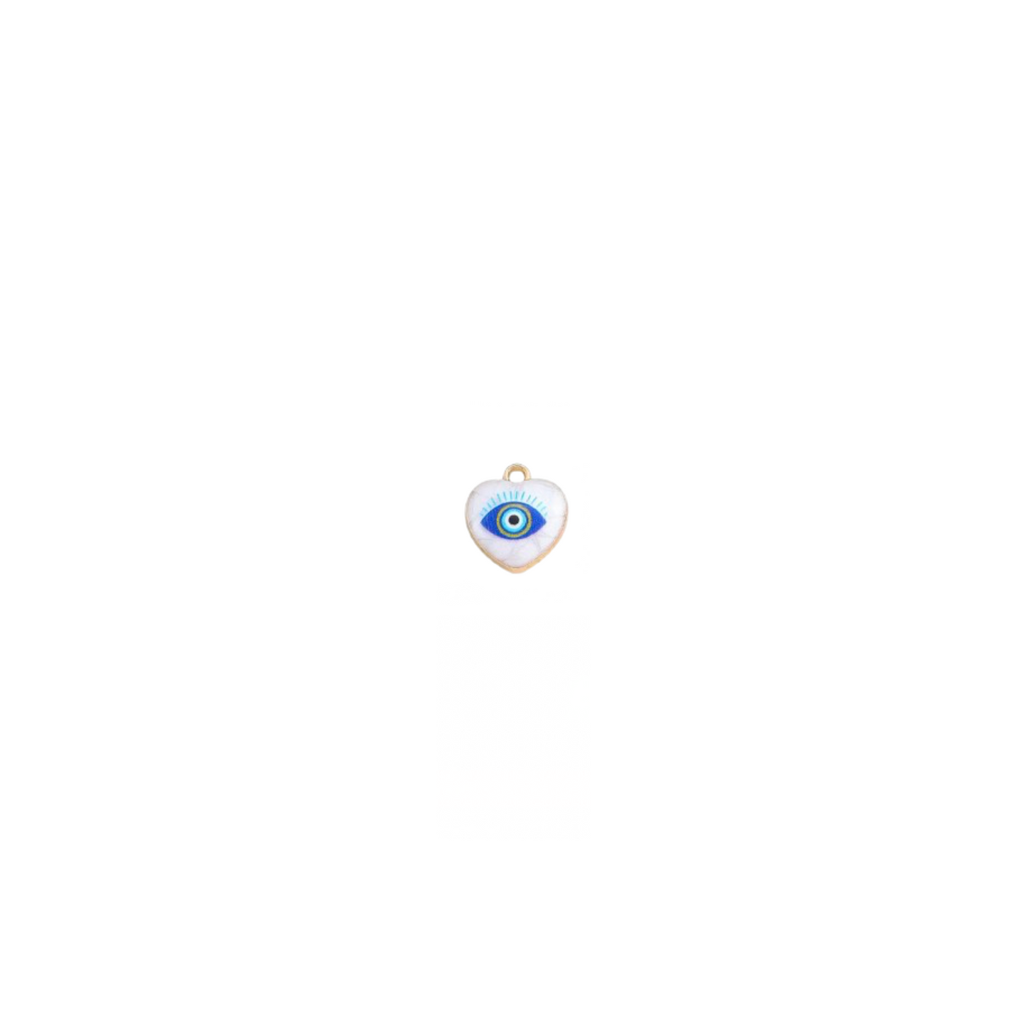 White evil eye heart