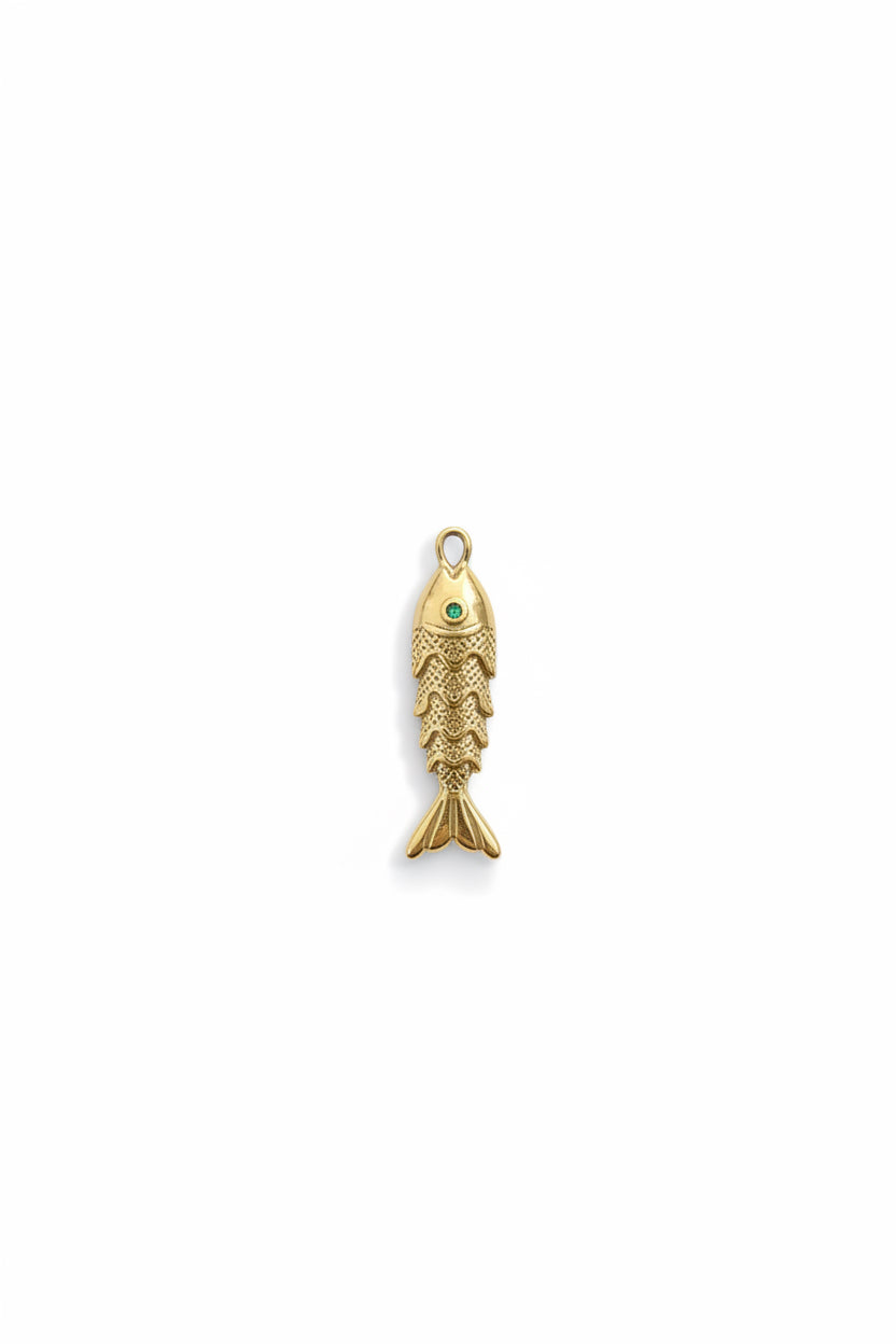 Gold fish with coloured gem