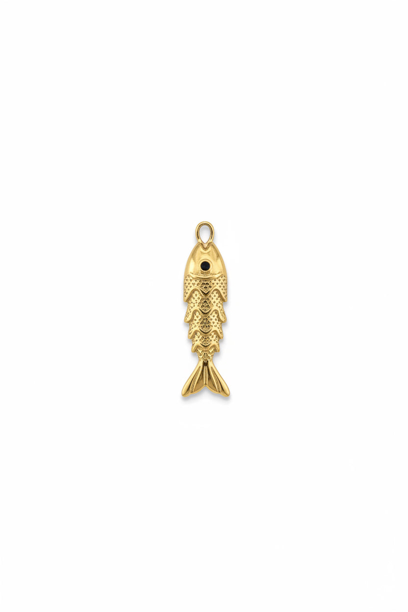 Gold fish with coloured gem